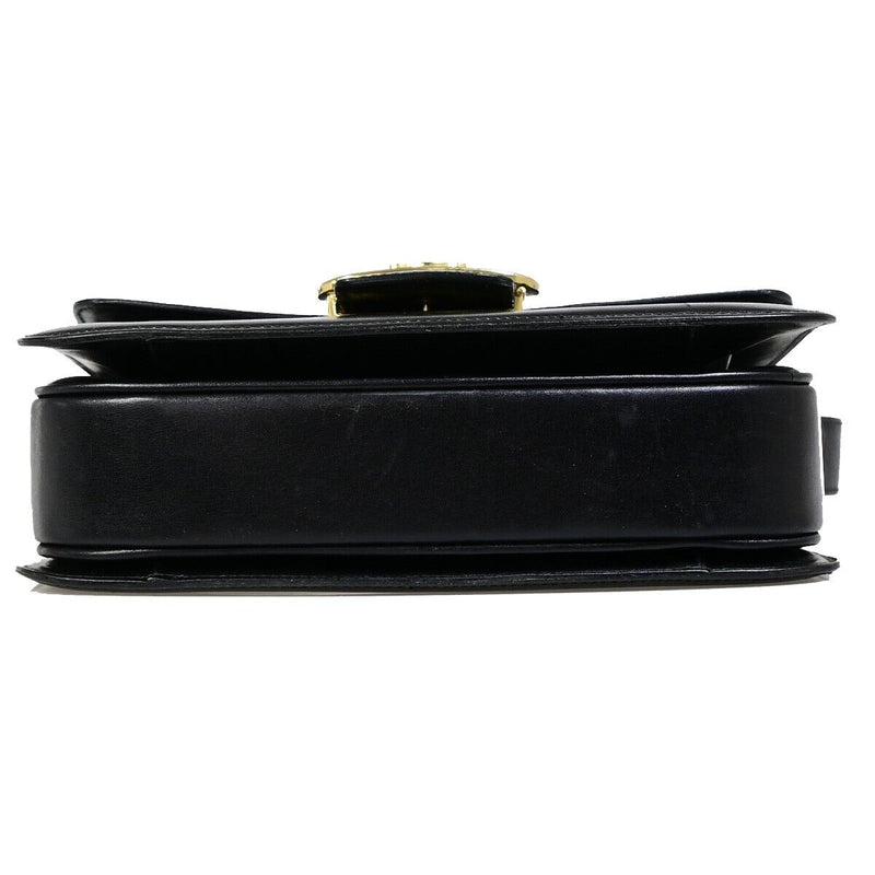 Celine Logo Shoulder Bag Leather Black