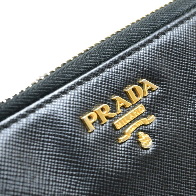 Prada Logo Saffiano Long Zipper Wallet