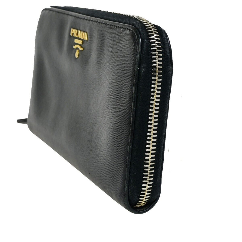 Prada Logo Saffiano Long Zipper Wallet