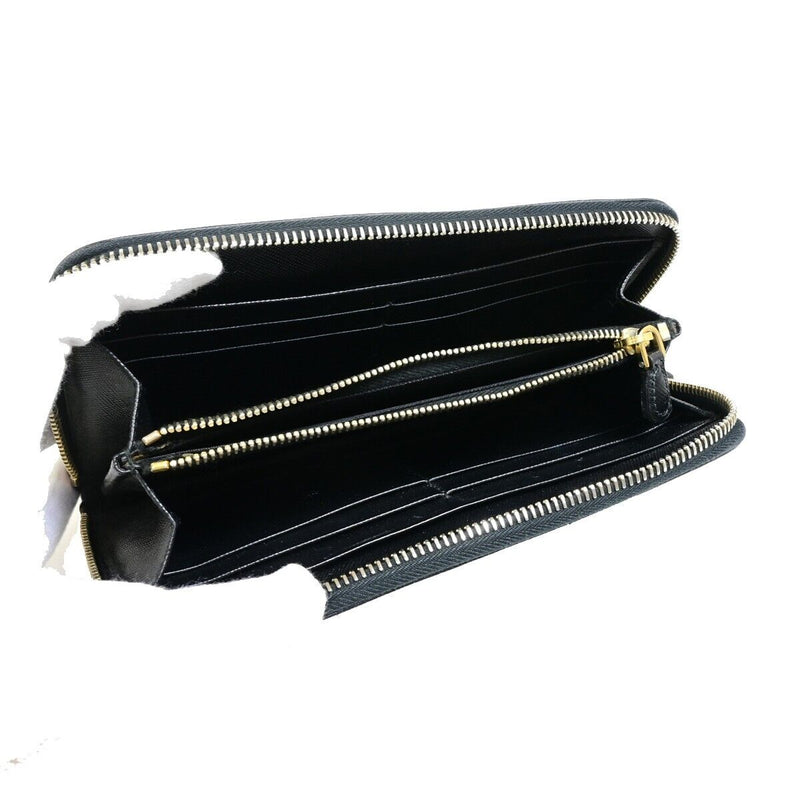 Prada Logo Saffiano Long Zipper Wallet