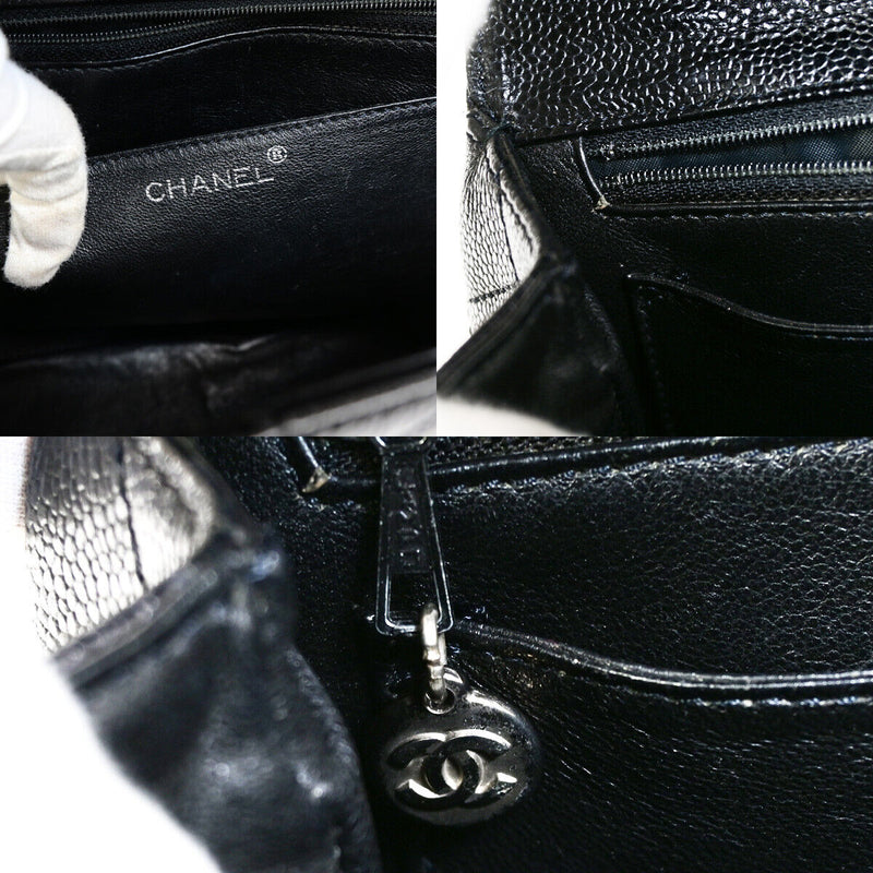 Chanel Cc Logo Hand Bag Caviar Skin