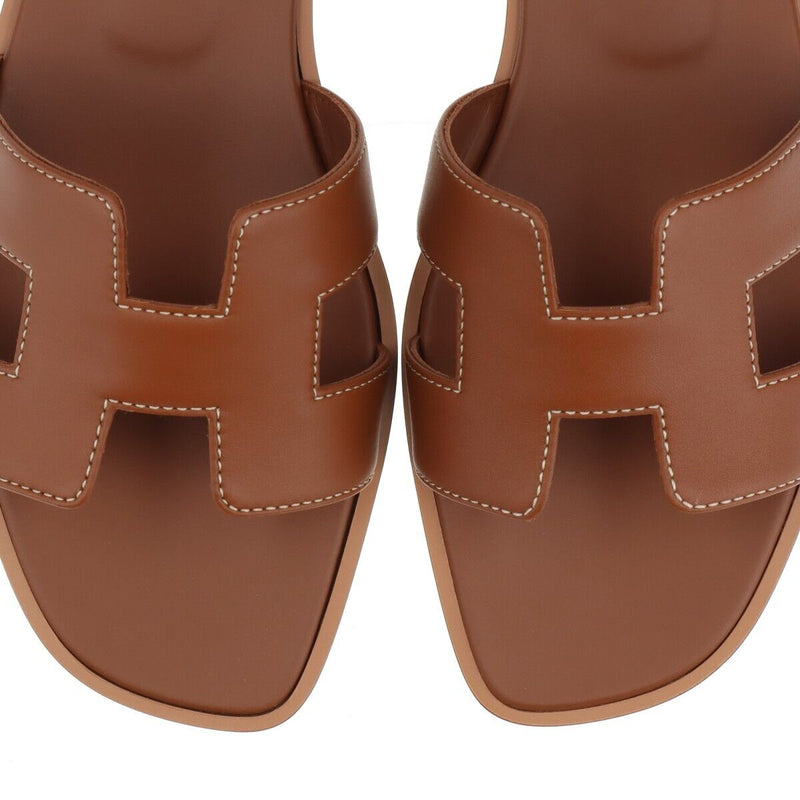 Hermès Oran Leather Sandals Eu37 1/2