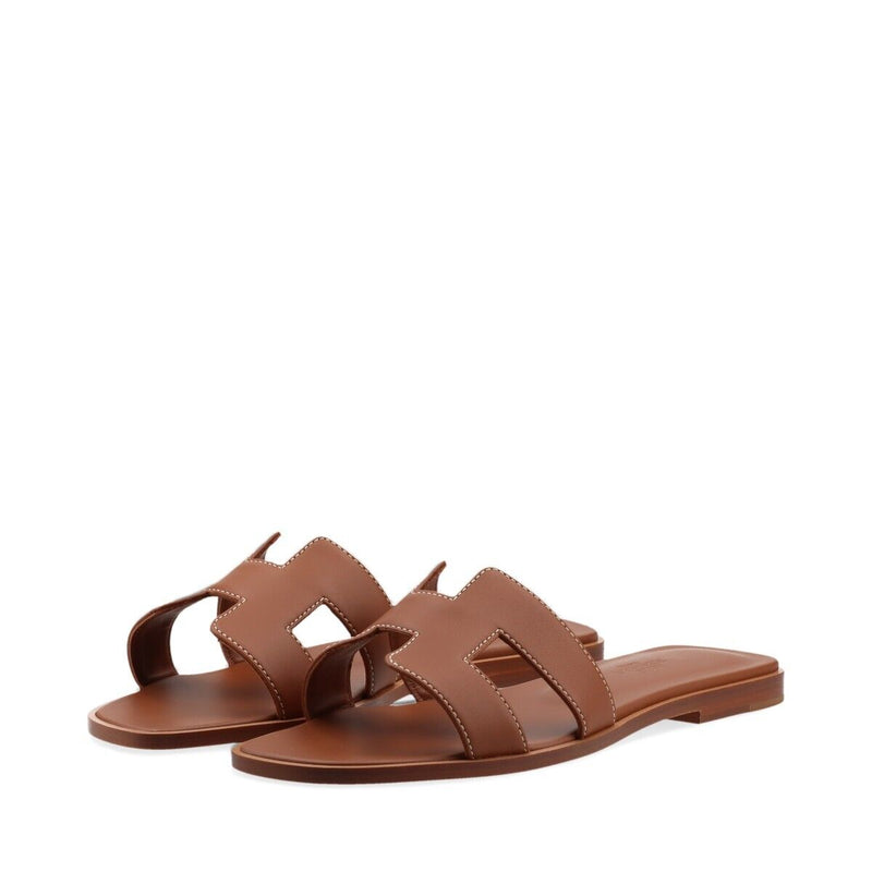 Hermès Oran Leather Sandals Eu37 1/2