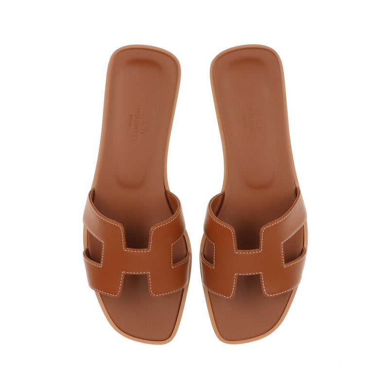 Hermès Oran Leather Sandals Eu37 1/2