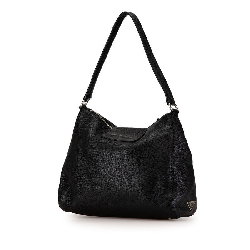 Prada Vitello Daino Flap Black Calf