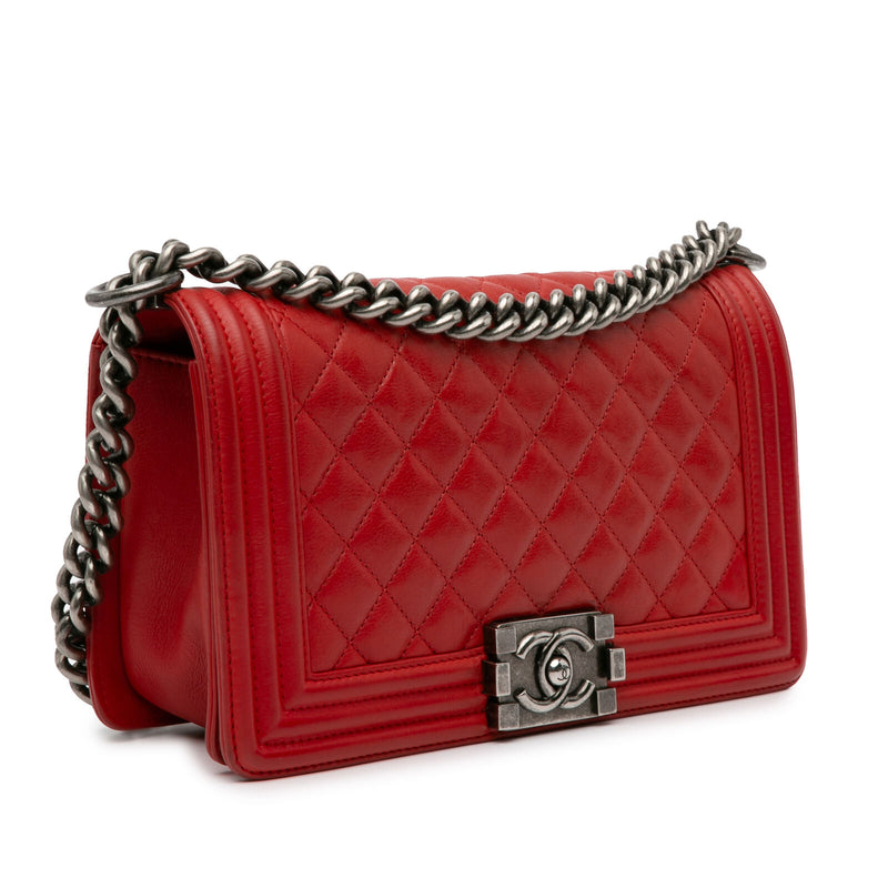 Chanel Medium Lambskin Boy Flap Red