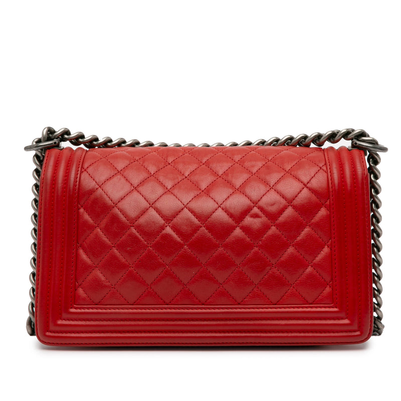 Chanel Medium Lambskin Boy Flap Red