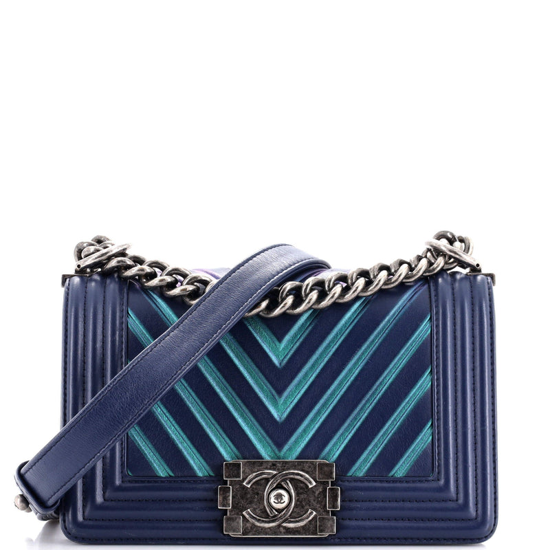 Chanel Boy Flap Bag Chevron Painted