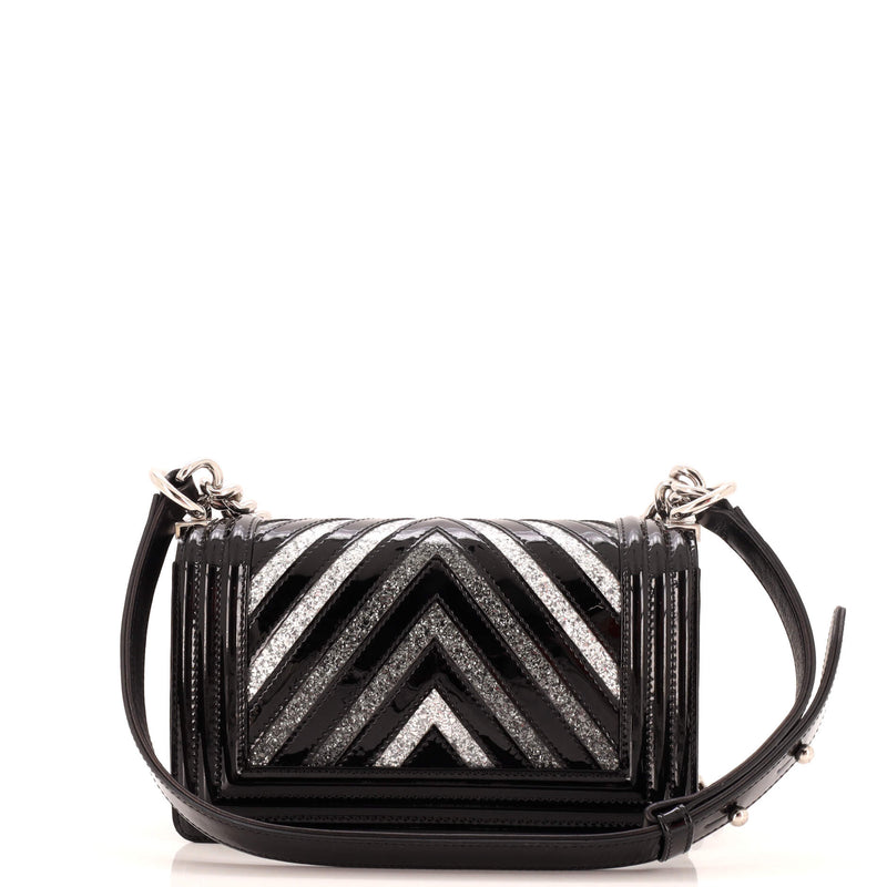 Chanel Boy Flap Bag Chevron Patent With