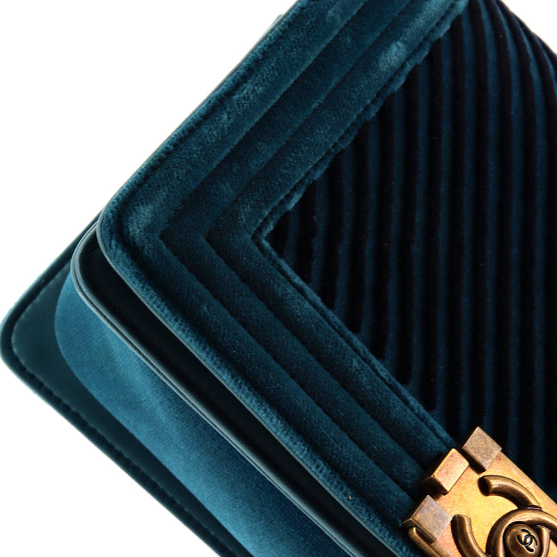 Chanel Boy Flap Bag Chevron Velvet Old