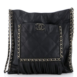 Chanel Fringe Flat Shopping Bag Quilted