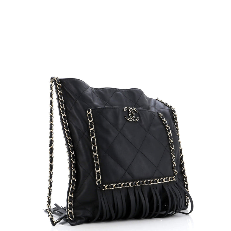 Chanel Fringe Flat Shopping Bag Quilted