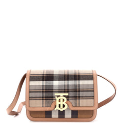 Burberry Tb Flap Bag Tartan Canvas With