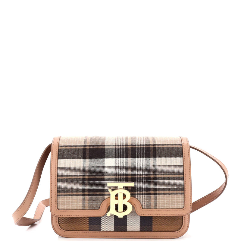 Burberry Tb Flap Bag Tartan Canvas With