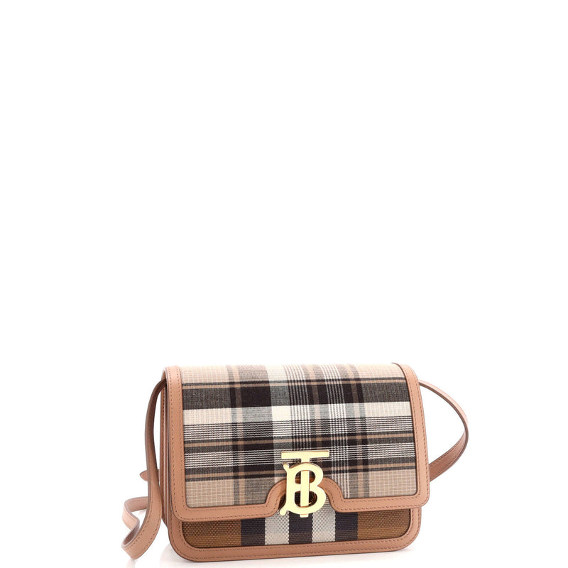 Burberry Tb Flap Bag Tartan Canvas With