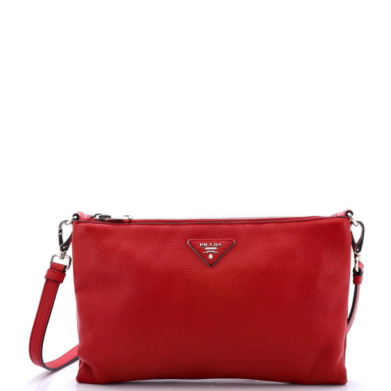 Prada Flat Zip Crossbody Bag Vitello