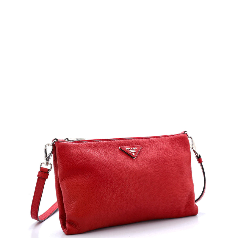 Prada Flat Zip Crossbody Bag Vitello