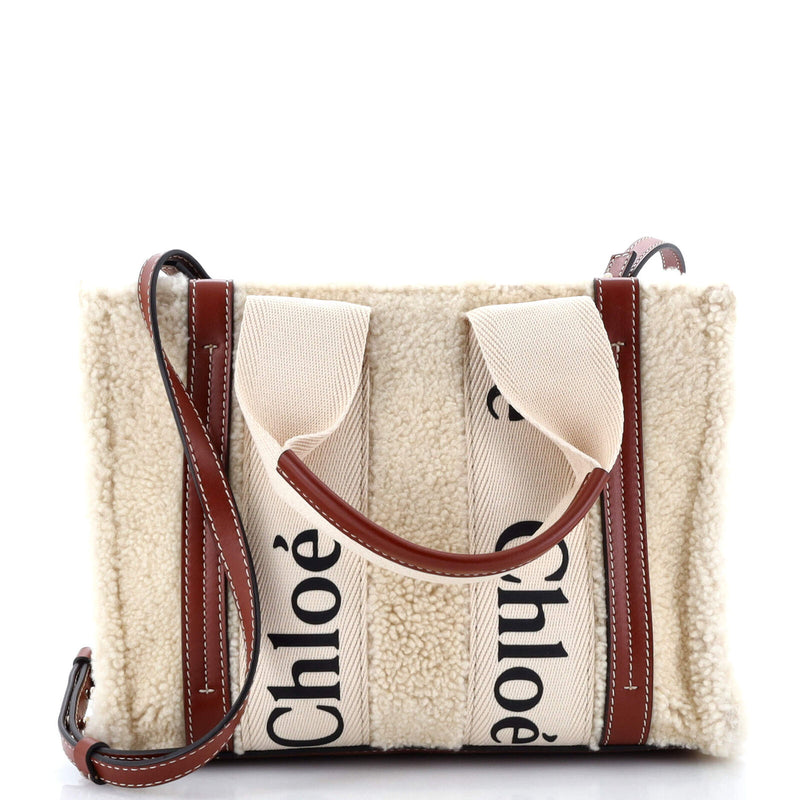 Chloe Woody Tote Shearling With Leather