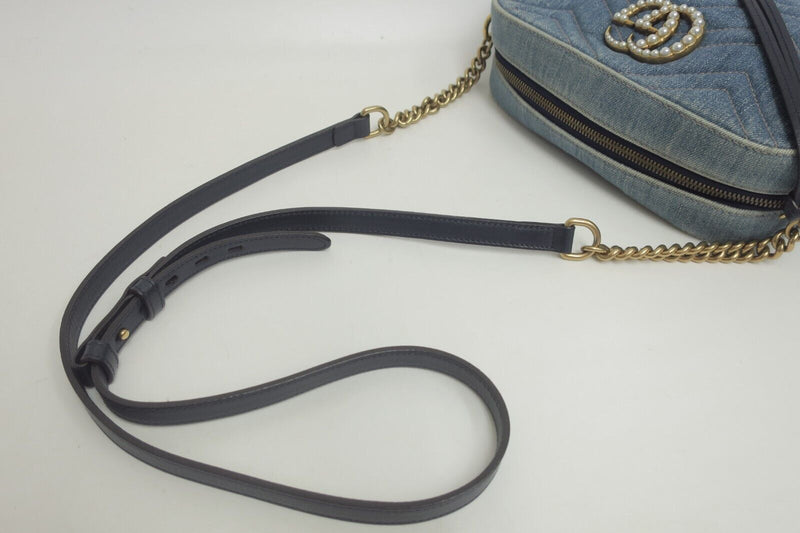 Gucci Gg Marmont Denim Chain