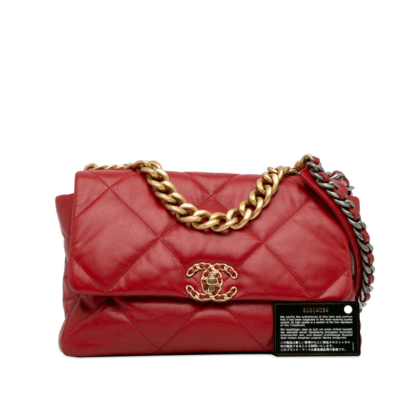 Chanel Large Lambskin 19 Flap Red