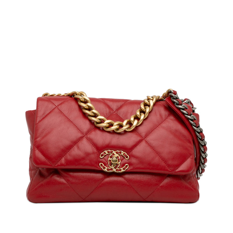 Chanel Large Lambskin 19 Flap Red