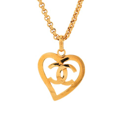 Chanel Vintage Cc Heart Pendant Long