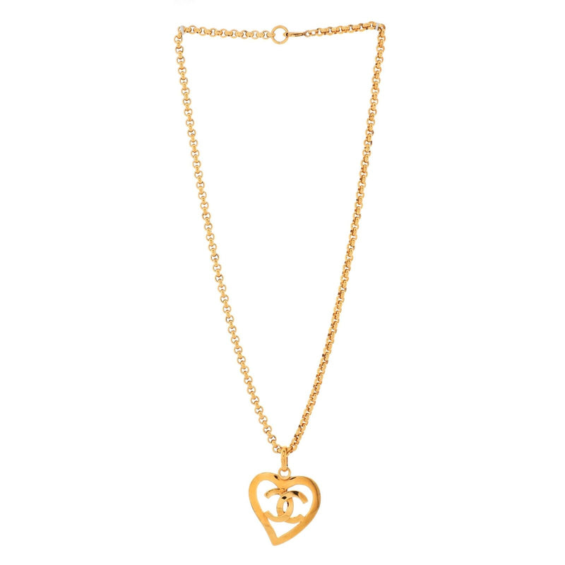 Chanel Vintage Cc Heart Pendant Long