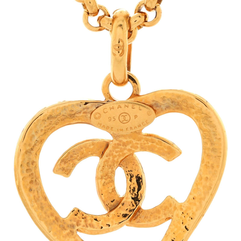 Chanel Vintage Cc Heart Pendant Long