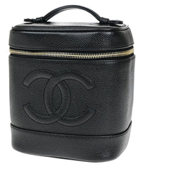 Chanel Cc Logo Vanity Hand Bag Grained