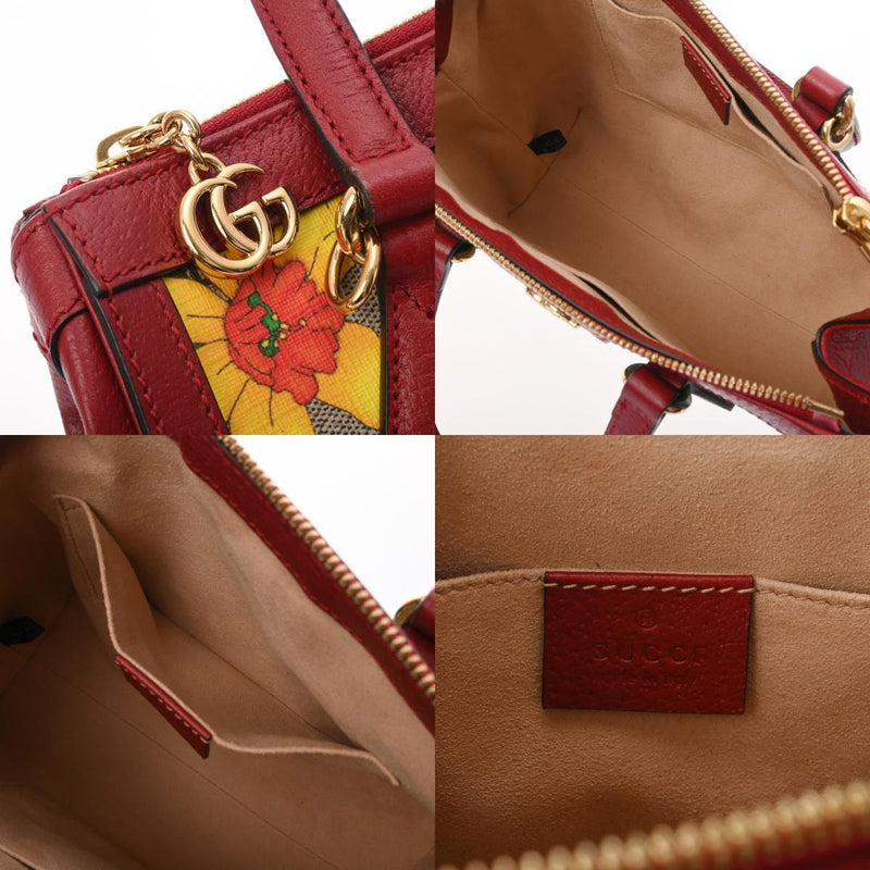 Gucci Ofidia Small Flora 2Way Tote Red /