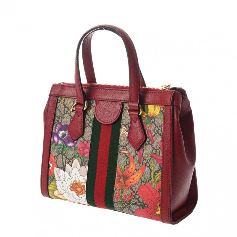 Gucci Ofidia Small Flora 2Way Tote Red /