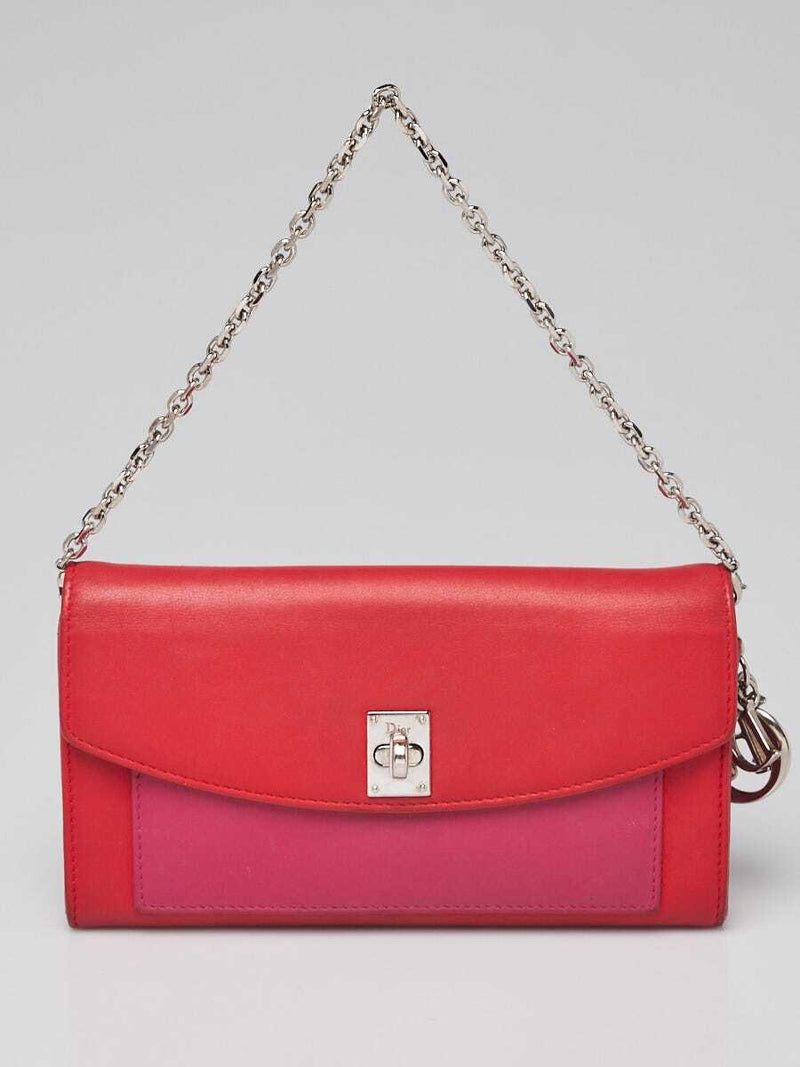 Christian Dior Red/Pink Leather Twist