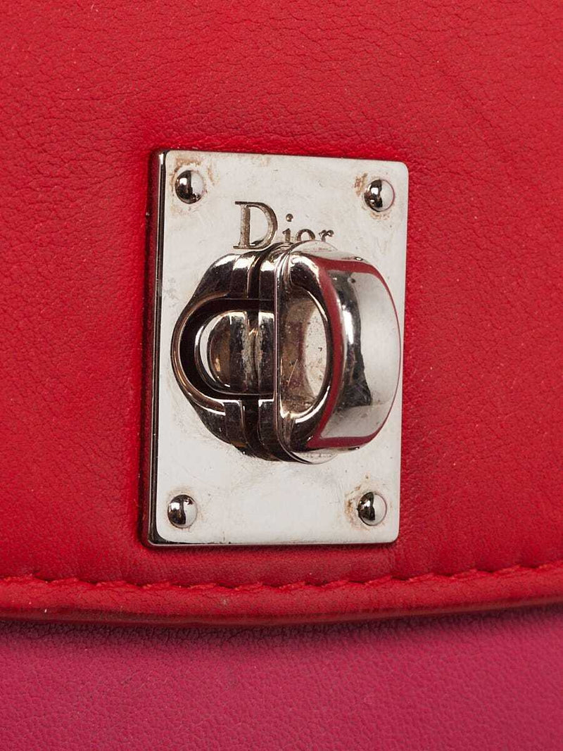 Christian Dior Red/Pink Leather Twist