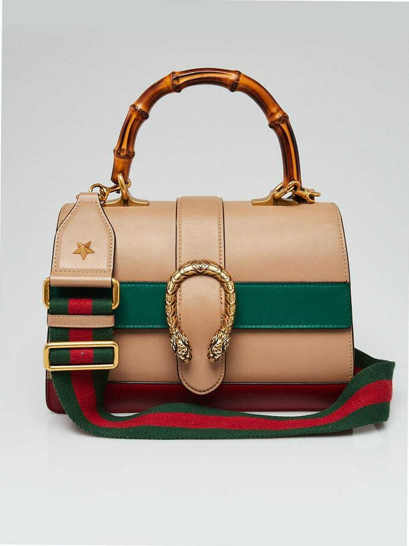 Gucci Beige/Red/Green Leather Dionysus