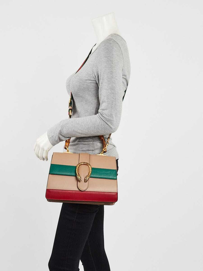 Gucci Beige/Red/Green Leather Dionysus