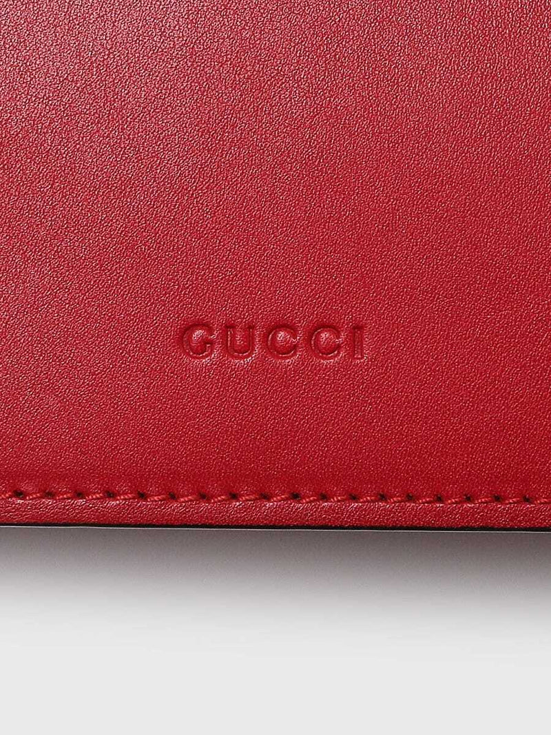 Gucci Red Hibiscus Pebbled Leather