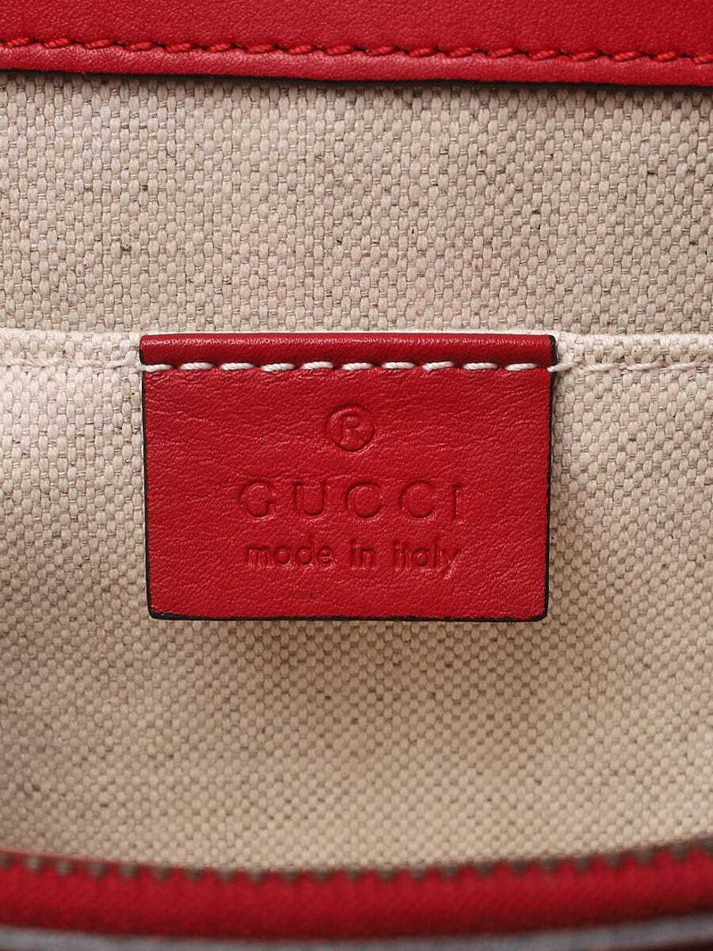 Gucci Red Hibiscus Pebbled Leather