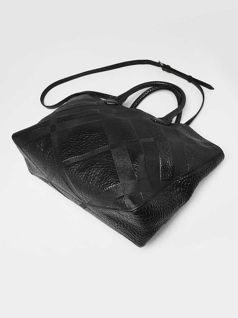 Burberry Black Embossed Check Leather