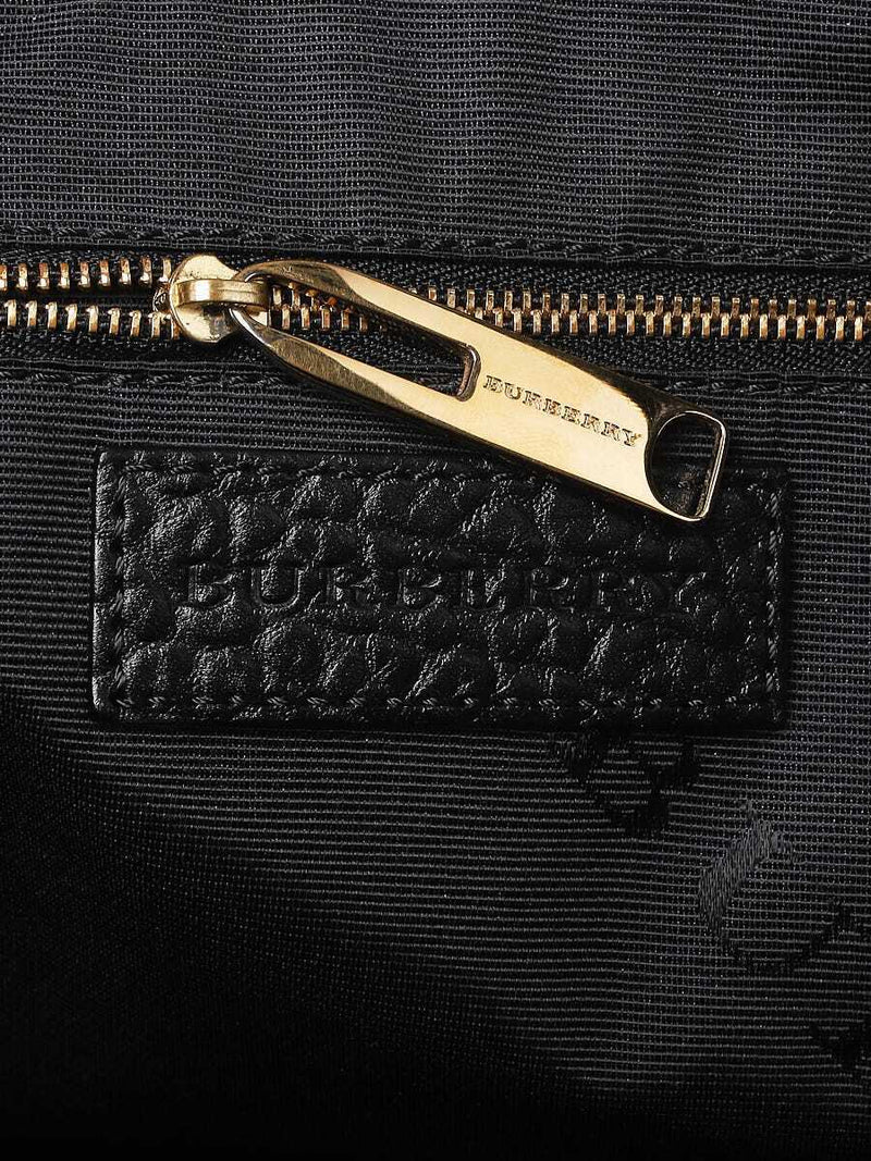 Burberry Black Embossed Check Leather