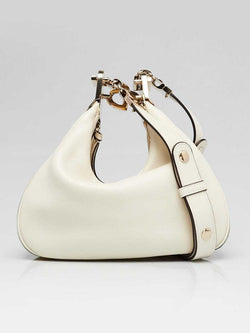 Gucci White Leather Vintage Web Small