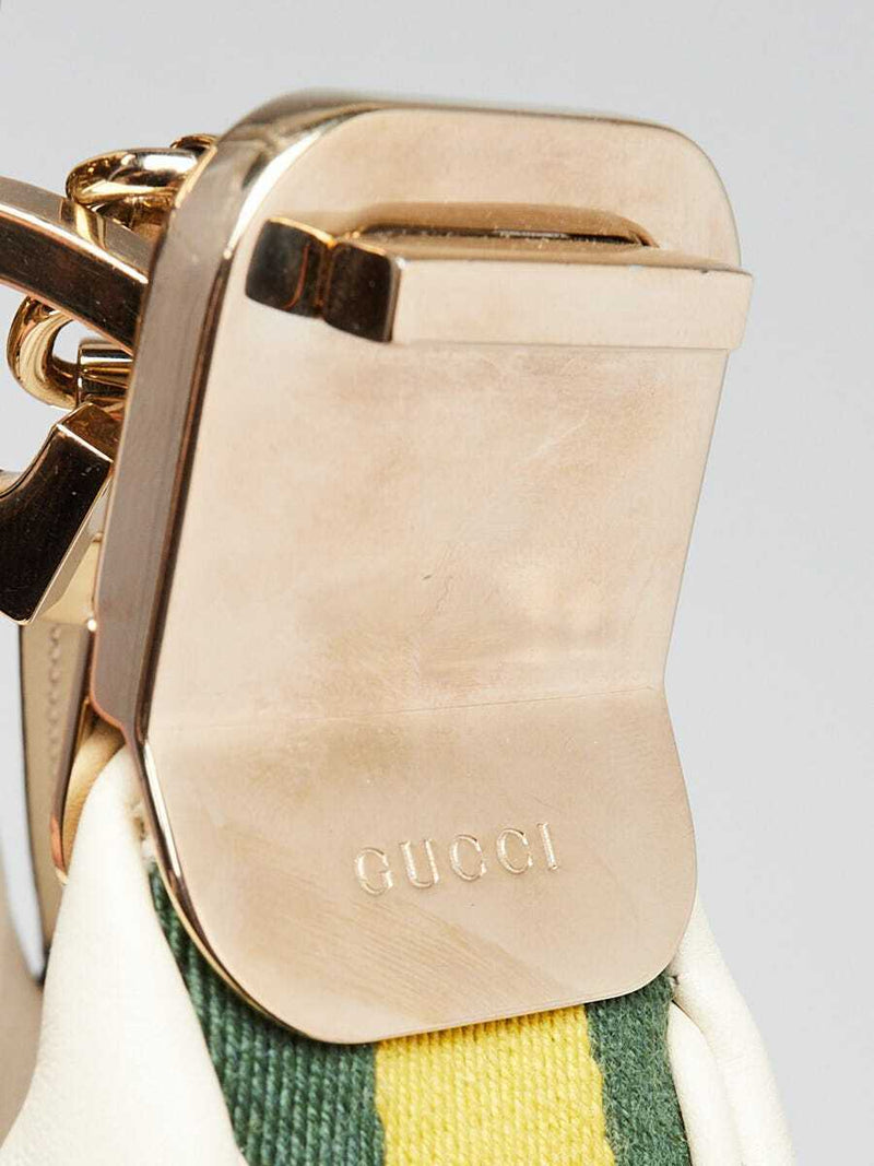 Gucci White Leather Vintage Web Small