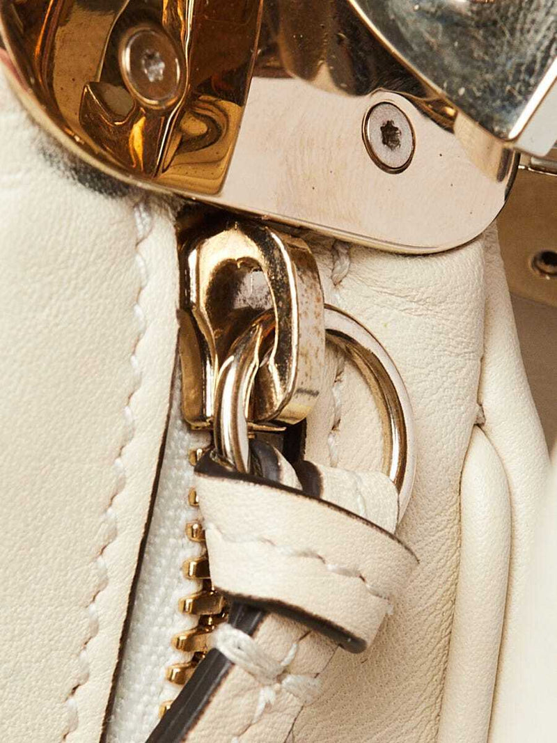 Gucci White Leather Vintage Web Small