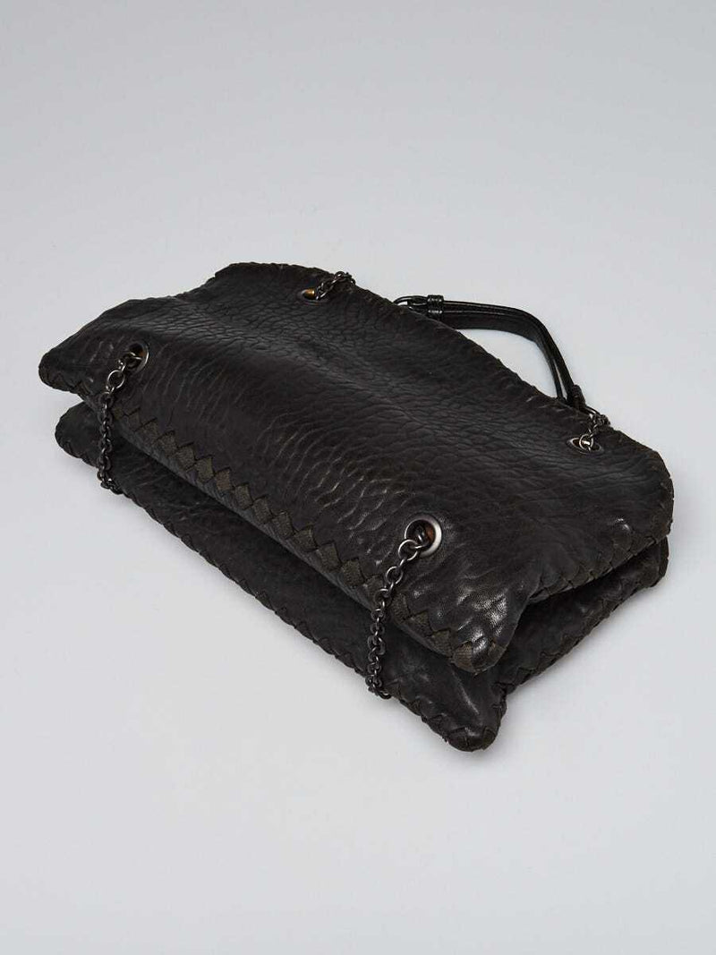 Bottega Veneta Black Croc Embossed Nappa