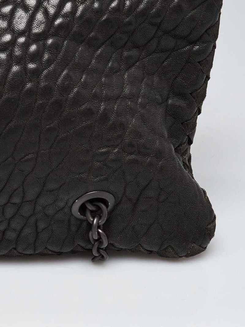 Bottega Veneta Black Croc Embossed Nappa