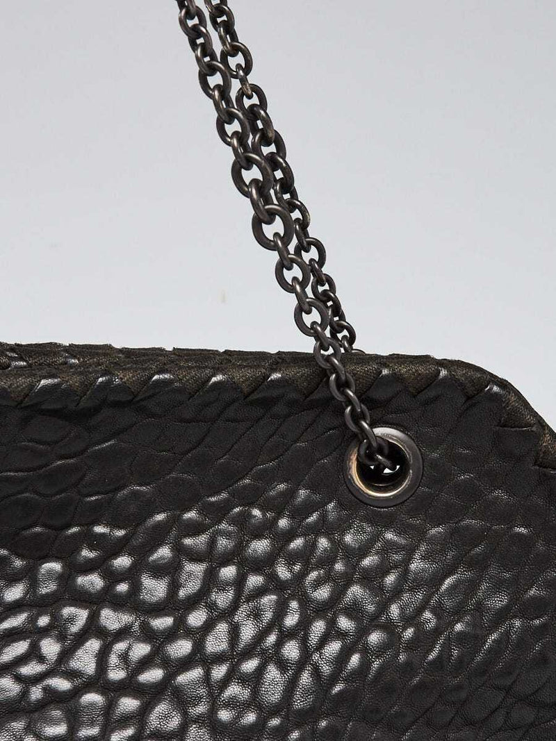 Bottega Veneta Black Croc Embossed Nappa