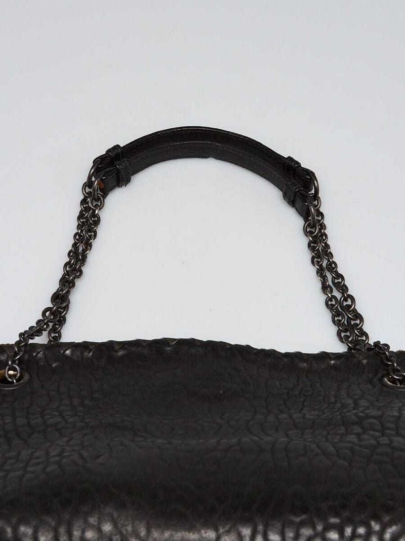 Bottega Veneta Black Croc Embossed Nappa