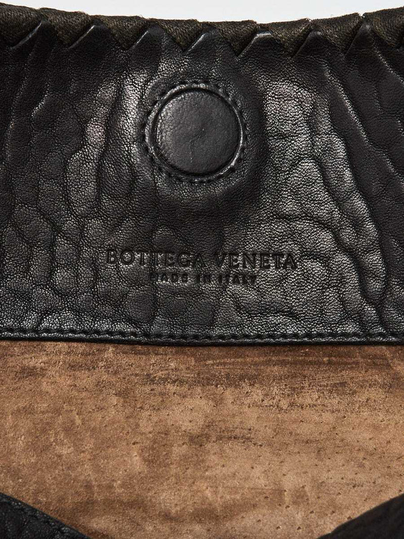 Bottega Veneta Black Croc Embossed Nappa