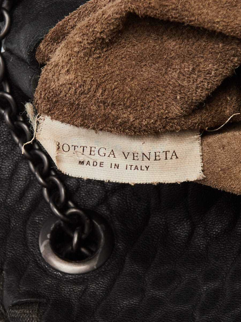 Bottega Veneta Black Croc Embossed Nappa