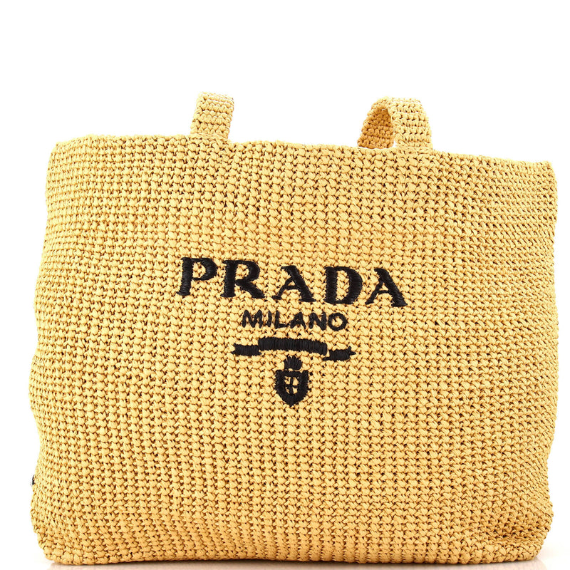 Prada Logo Tote Raffia Xl