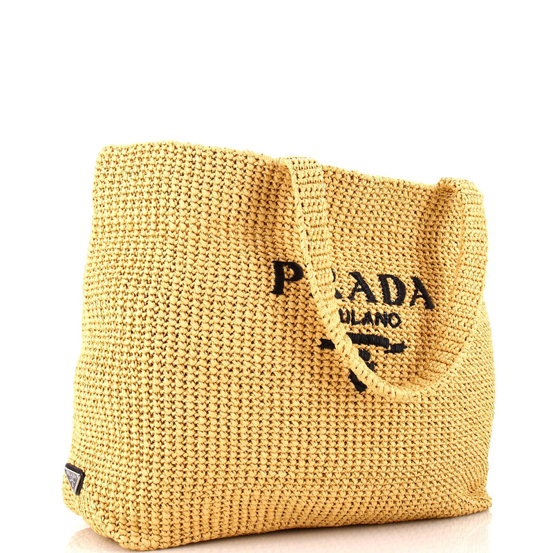 Prada Logo Tote Raffia Xl